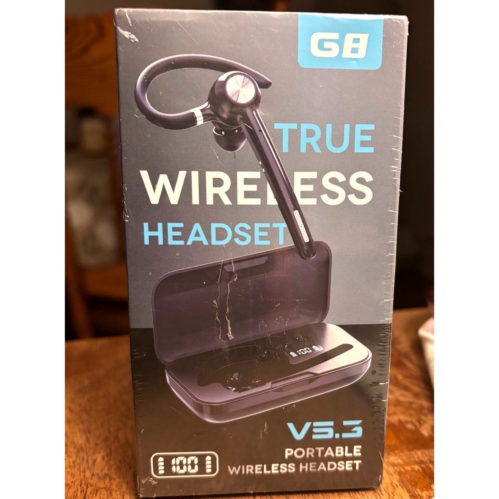 G8 True Wireless Headset V5.3 Bluetooth Over Ear Hook Earpiece Charging Case